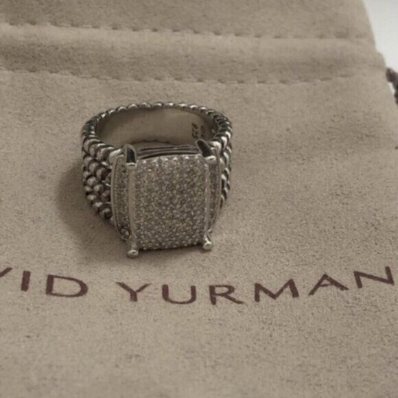 David Yurman Wheaton® Ring in Sterling Silver with Pavé Diamonds size 7 - Picture 1 of 7